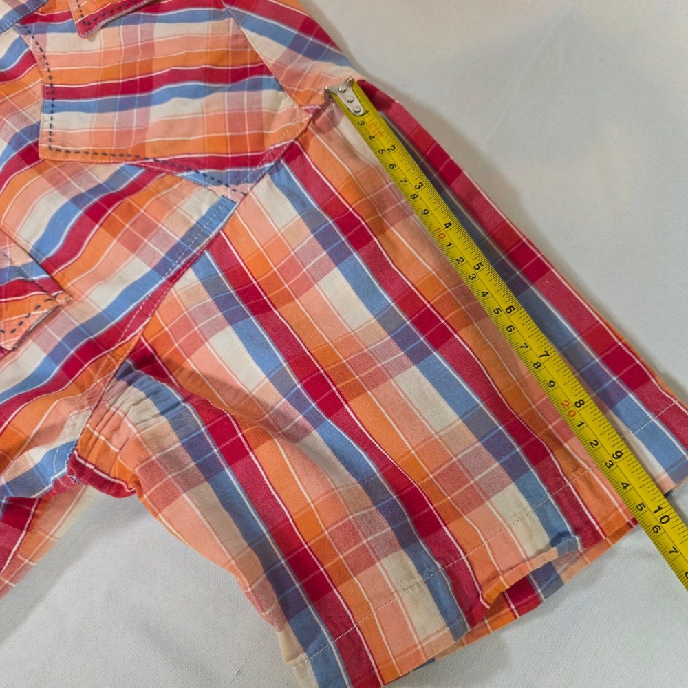 Express Rider XL Western Shirt Orange Plaid Pearl Snap Embroidered Bull Rider - Picture 8 of 9